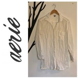 Aerie oversized white high low dress shirt